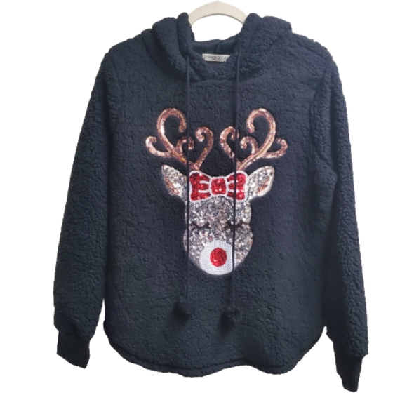 fluffy reindeer hoodie